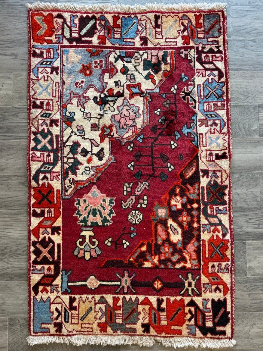 Persian Bakhtiari Wagireh Rug | 2' 5" x 3' 11" - Rug the Rock