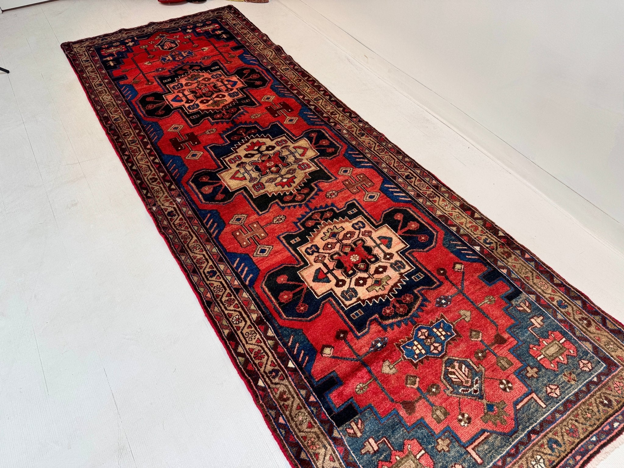Persian Hamadan Runner Rug | 3' 6” x 9' 8" - Rug the Rock - 