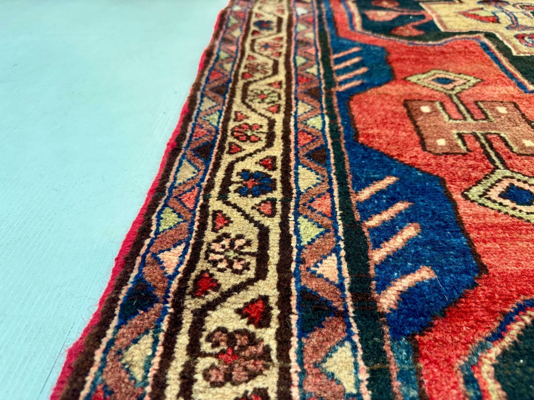 Persian Hamadan Runner Rug | 3' 6” x 9' 8" - Rug the Rock - 
