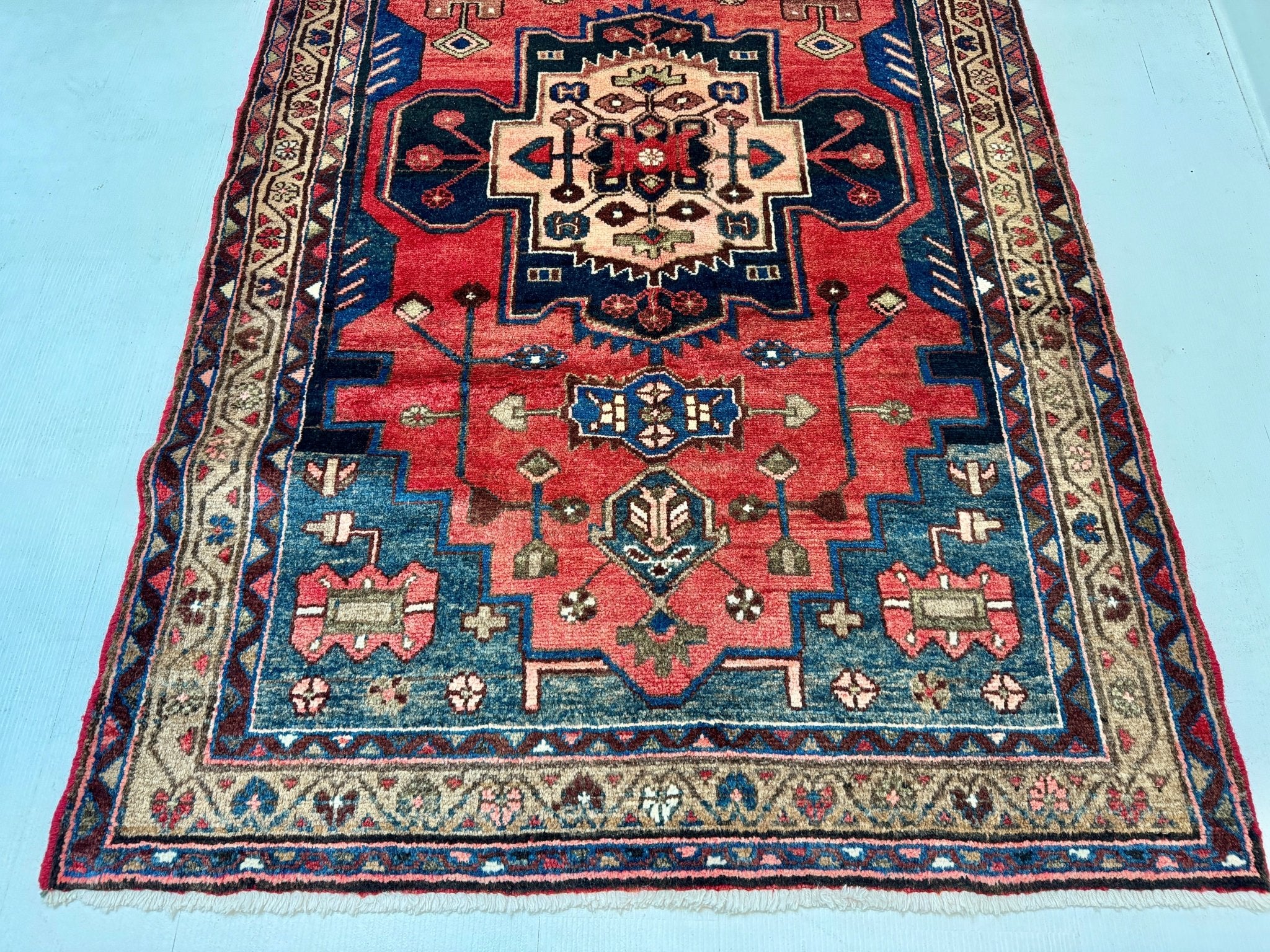Persian Hamadan Runner Rug | 3' 6” x 9' 8" - Rug the Rock - 