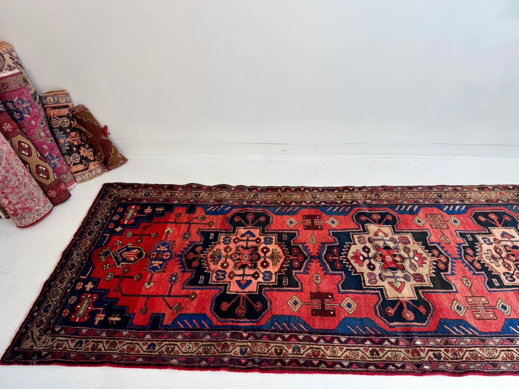 Persian Hamadan Runner Rug | 3' 6” x 9' 8" - Rug the Rock - 