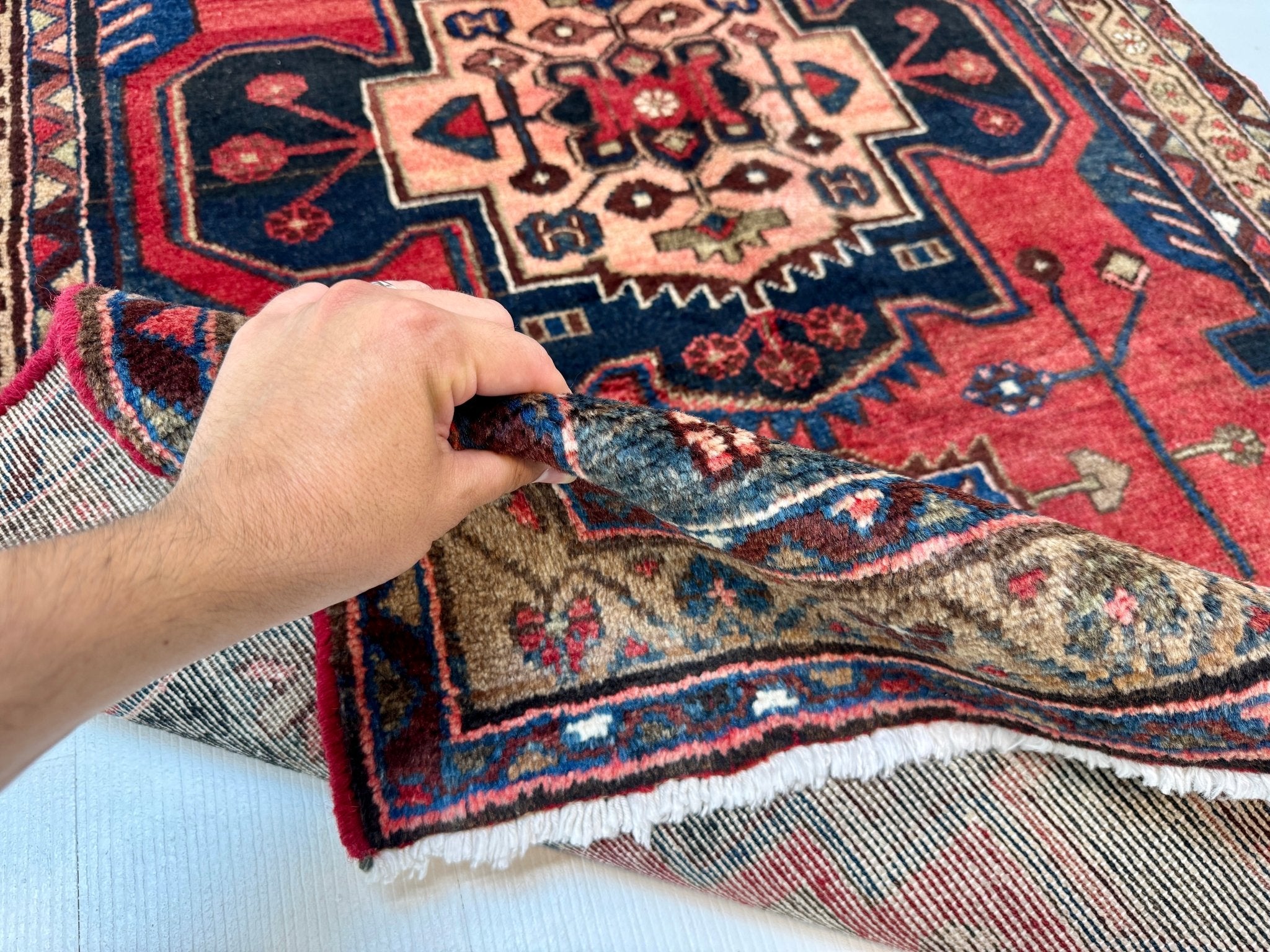 Persian Hamadan Runner Rug | 3' 6” x 9' 8" - Rug the Rock - 