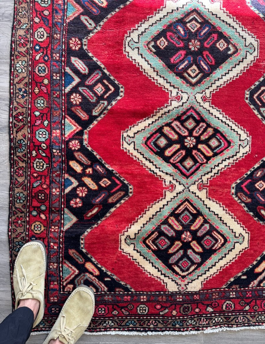 Persian Hamedan Rug | 3' 11" x 7' 1" - Rug the Rock