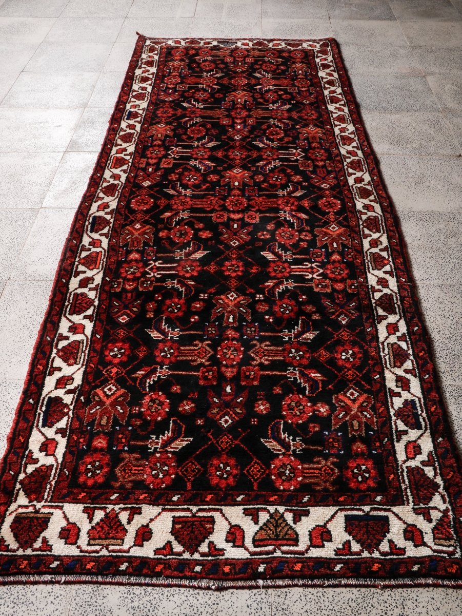 Persian Hamedan Runner Rug | 3' 8” x 9' 10" - Rug the Rock - 