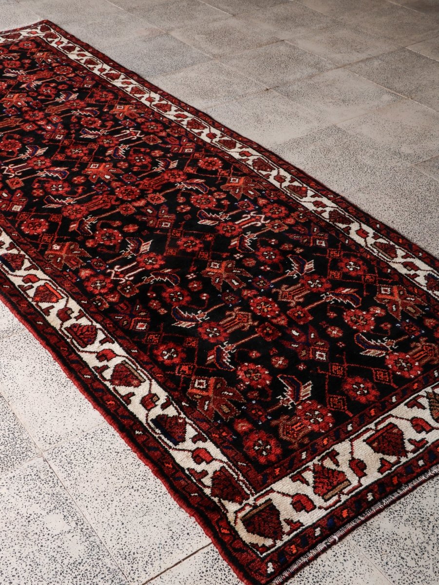 Persian Hamedan Runner Rug | 3' 8” x 9' 10" - Rug the Rock - 