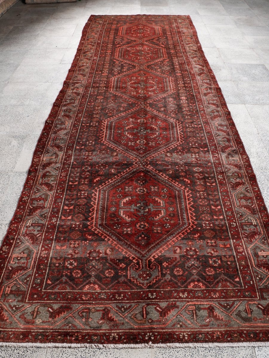 Persian Hamedan Runner Rug | 4' 5” x 13' 9" - Rug the Rock - 