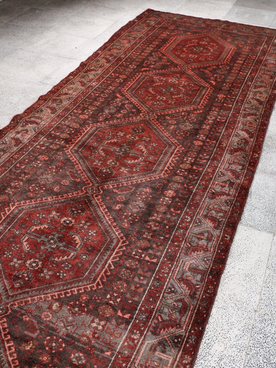 Persian Hamedan Runner Rug | 4' 5” x 13' 9" - Rug the Rock - 