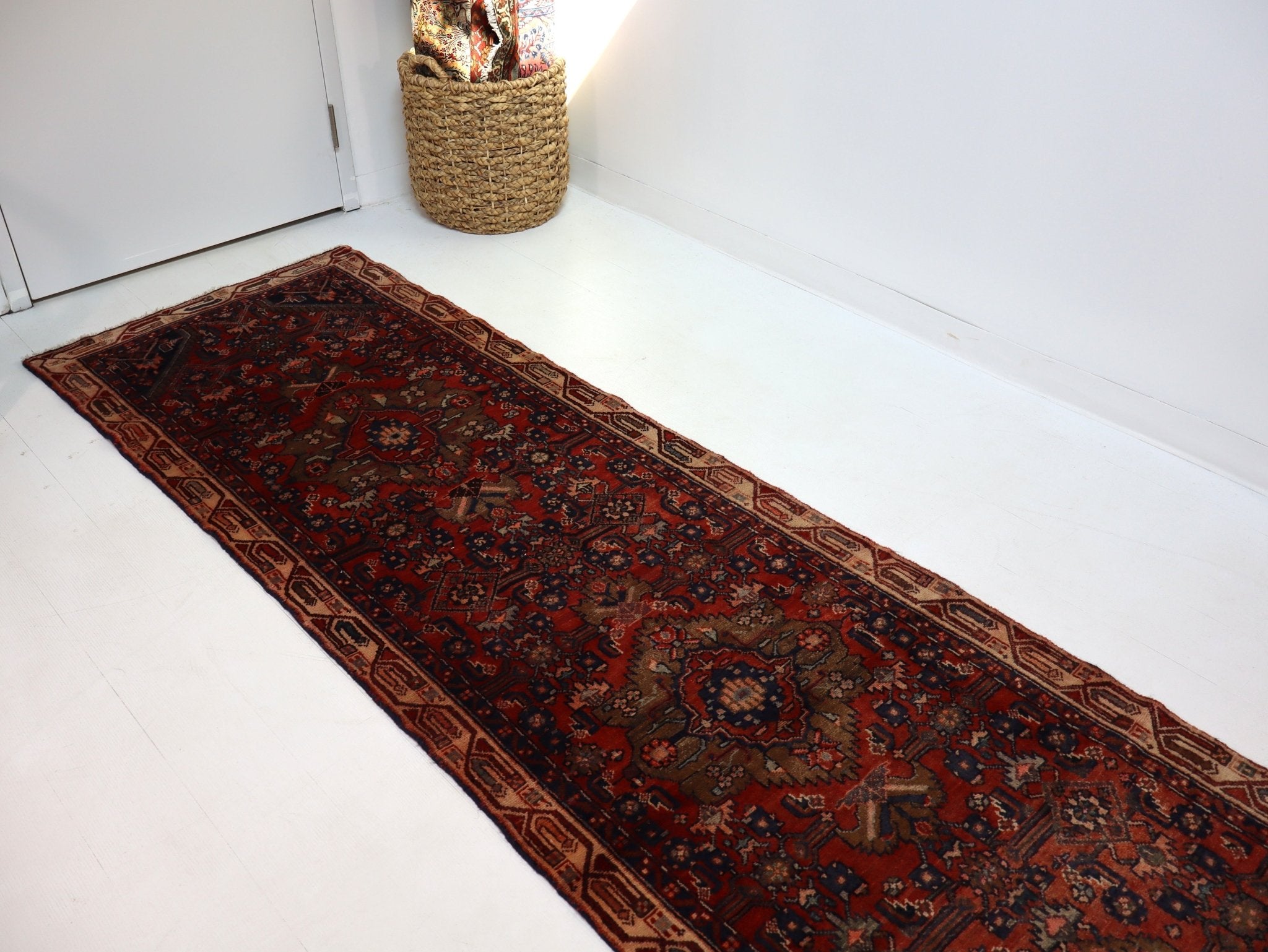 Persian Hosseinabad Runner Rug | 3' 2” x 12' 6" - Rug the Rock - 
