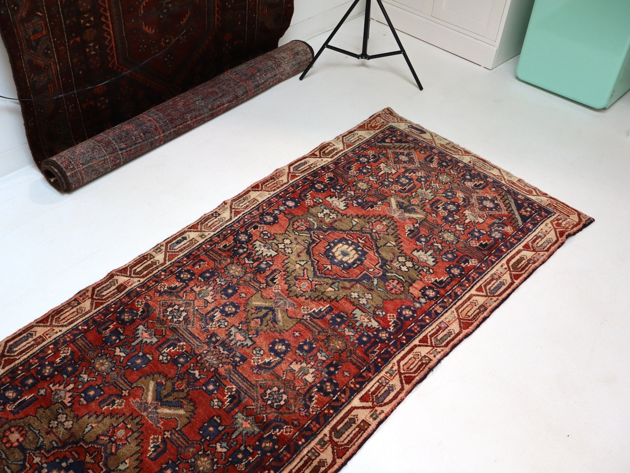 Persian Hosseinabad Runner Rug | 3' 2” x 12' 6" - Rug the Rock - 