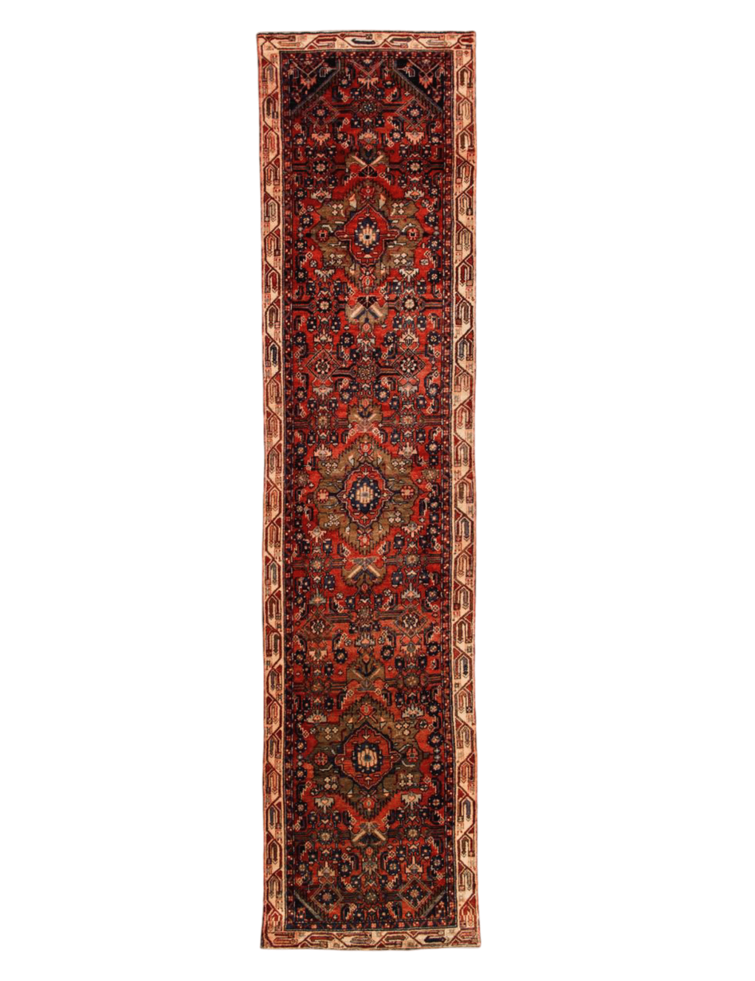 Persian Hosseinabad Runner Rug | 3' 2” x 12' 6" - Rug the Rock - 