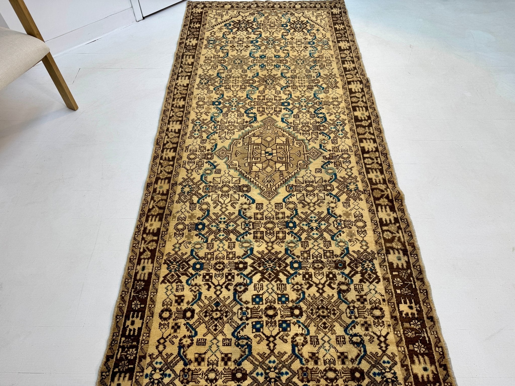 Persian Hosseinabad Runner Rug | 3' 8” x 10' 2" - Rug the Rock - 