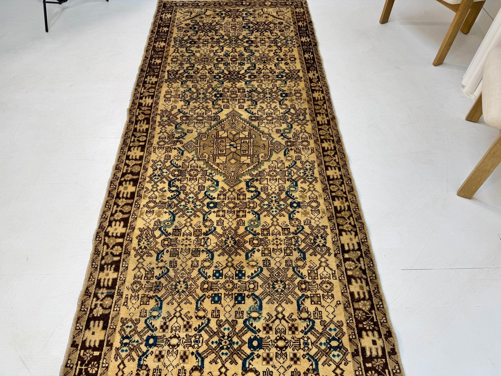 Persian Hosseinabad Runner Rug | 3' 8” x 10' 2" - Rug the Rock - 
