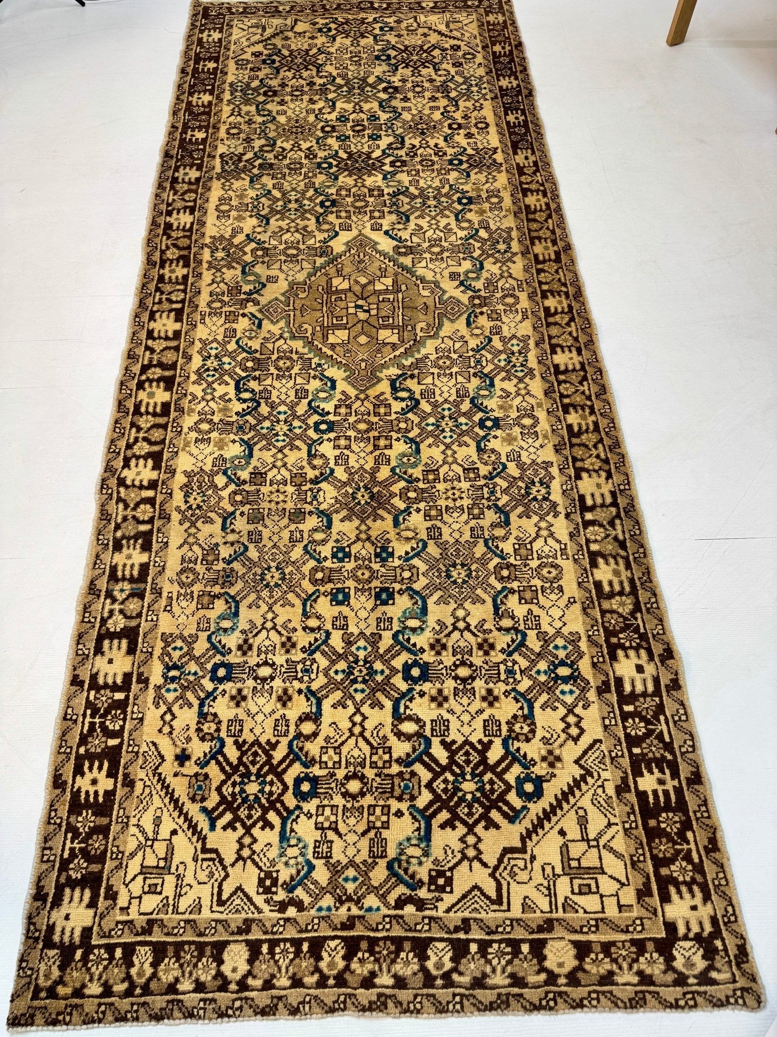 Persian Hosseinabad Runner Rug | 3' 8” x 10' 2" - Rug the Rock - 