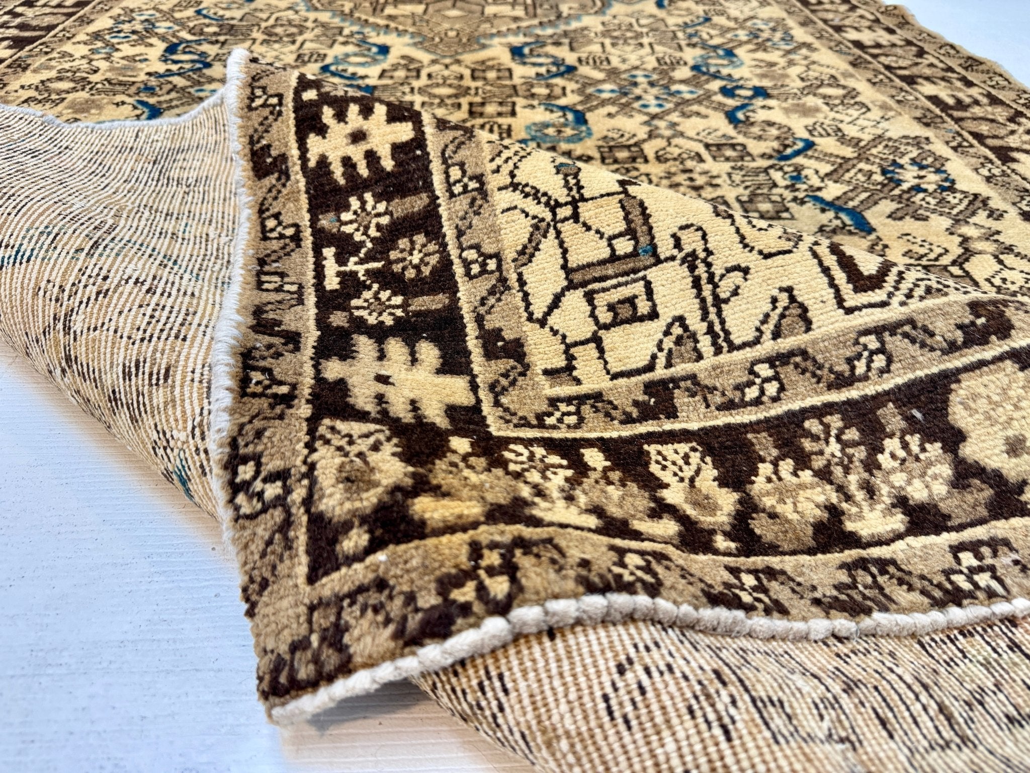 Persian Hosseinabad Runner Rug | 3' 8” x 10' 2" - Rug the Rock - 