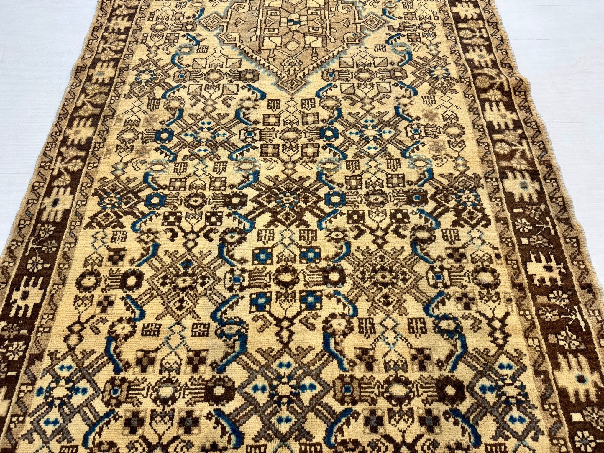 Persian Hosseinabad Runner Rug | 3' 8” x 10' 2" - Rug the Rock - 