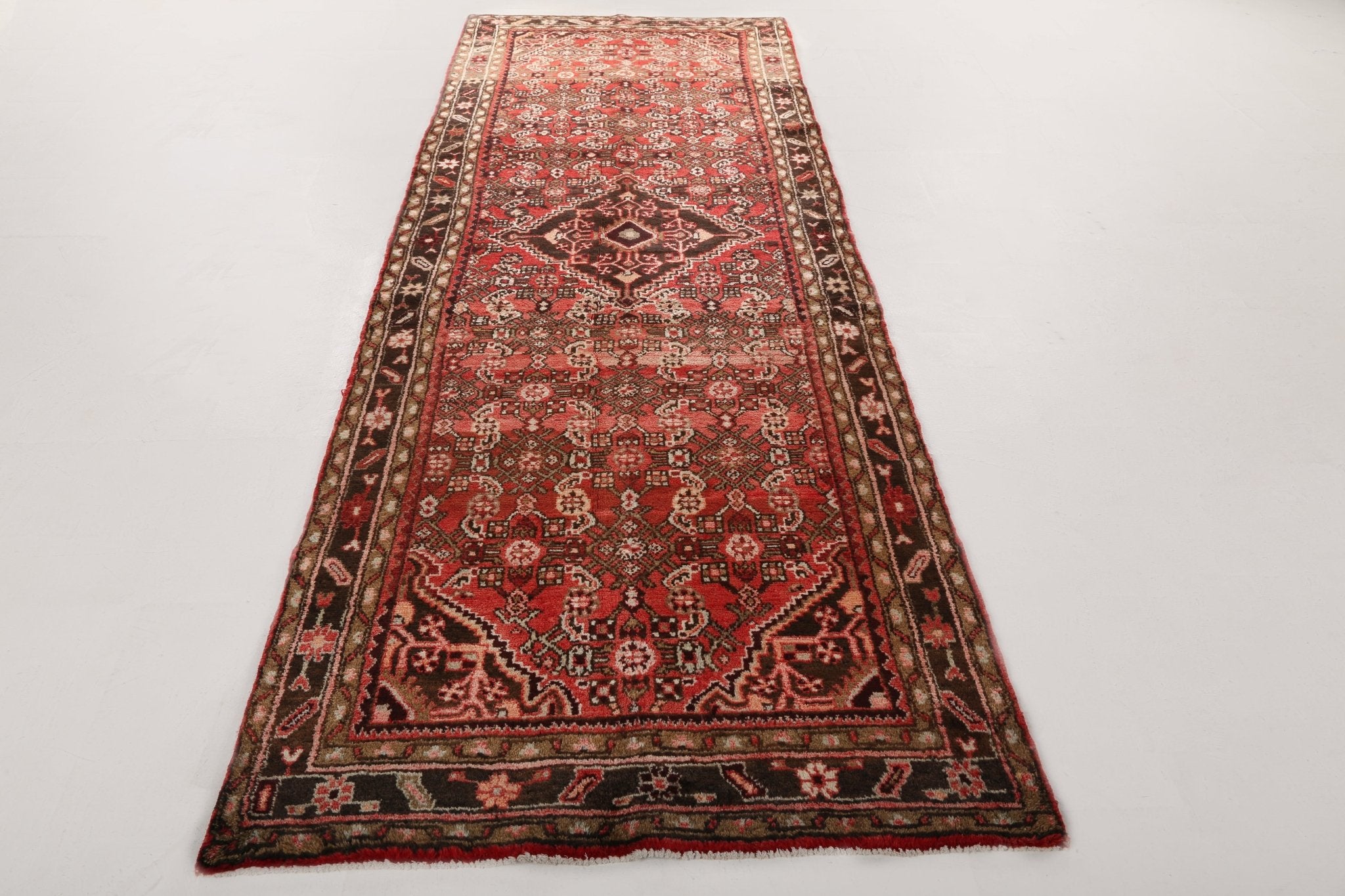 Persian Hosseinabad Runner Rug | 3' 8" x 10' 9" - Rug the Rock - 