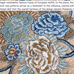 Persian Kashan rug with blue and light beige floral medallion motifs and navy accents