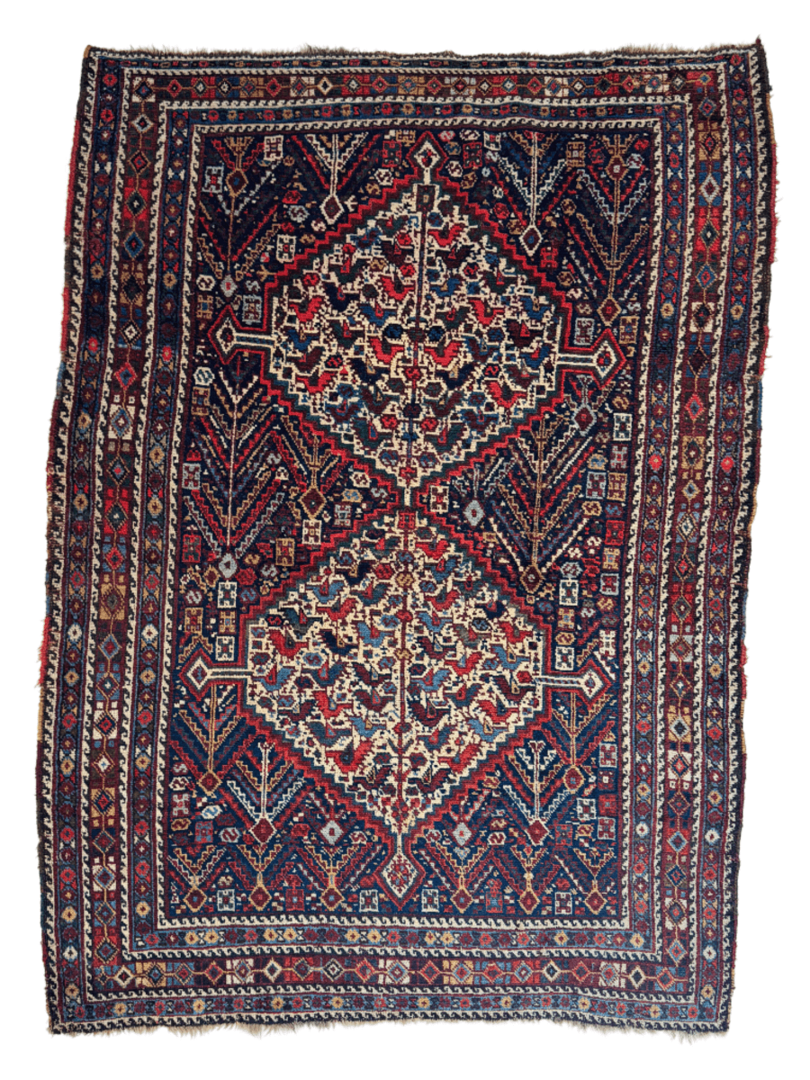 Persian Khamseh Rug | 5' 4" x 7' 3" - Rug the Rock - available rugsbrown and taupe colorLarge Rugs > 4' x 8'