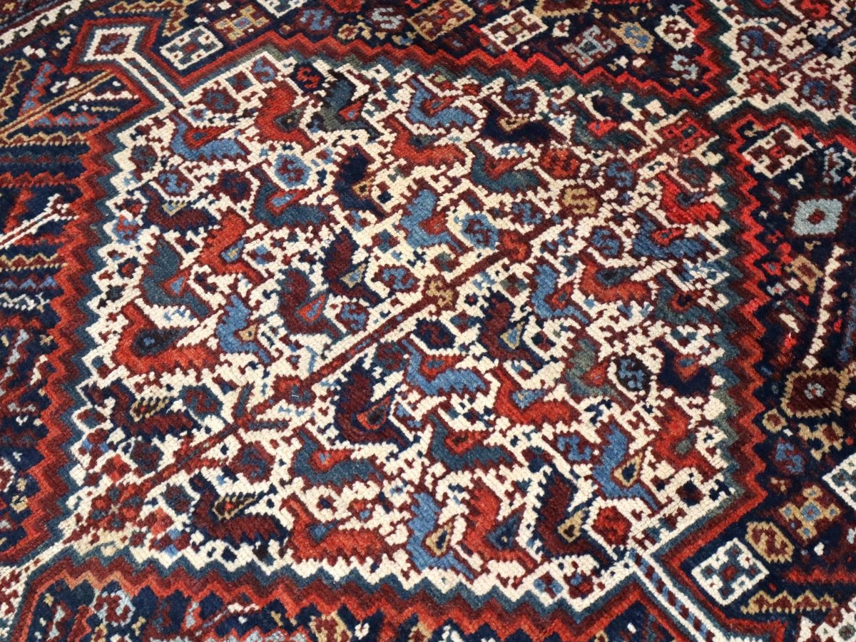Persian Khamseh Rug | 5' 4" x 7' 3" - Rug the Rock - available rugsbrown and taupe colorLarge Rugs > 4' x 8'