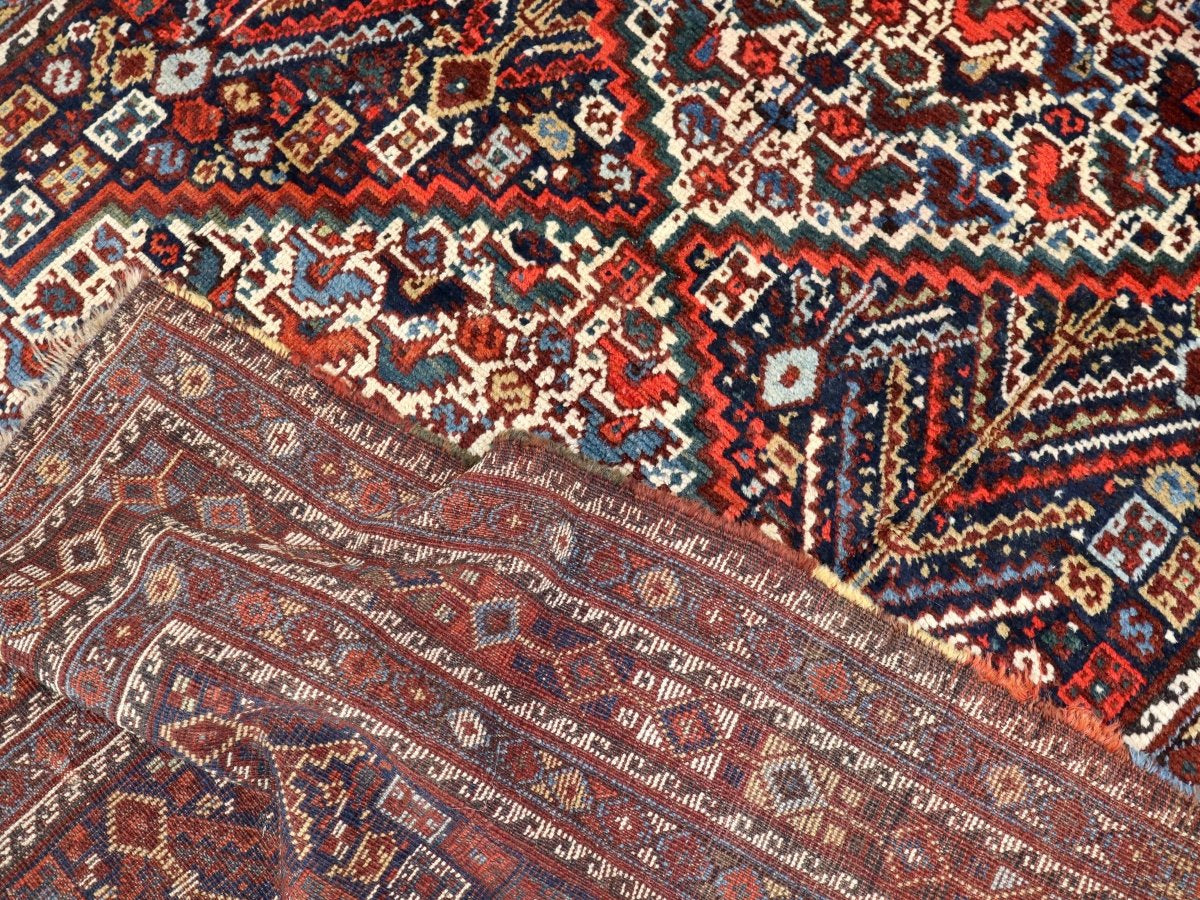 Persian Khamseh Rug | 5' 4" x 7' 3" - Rug the Rock - available rugsbrown and taupe colorLarge Rugs > 4' x 8'