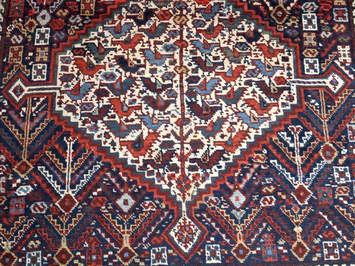 Persian Khamseh Rug | 5' 4" x 7' 3" - Rug the Rock - available rugsbrown and taupe colorLarge Rugs > 4' x 8'