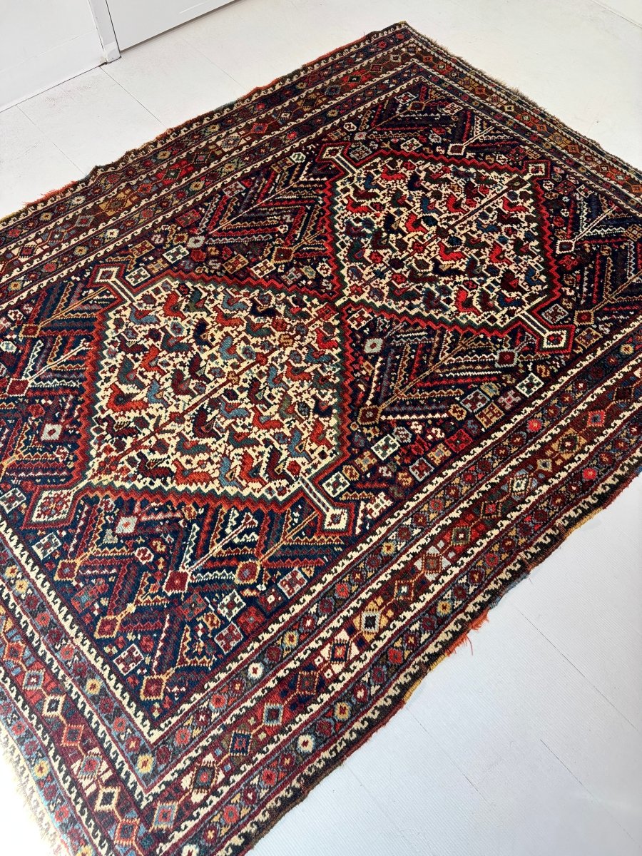 Persian Khamseh Rug | 5' 4" x 7' 3" - Rug the Rock - available rugsbrown and taupe colorLarge Rugs > 4' x 8'