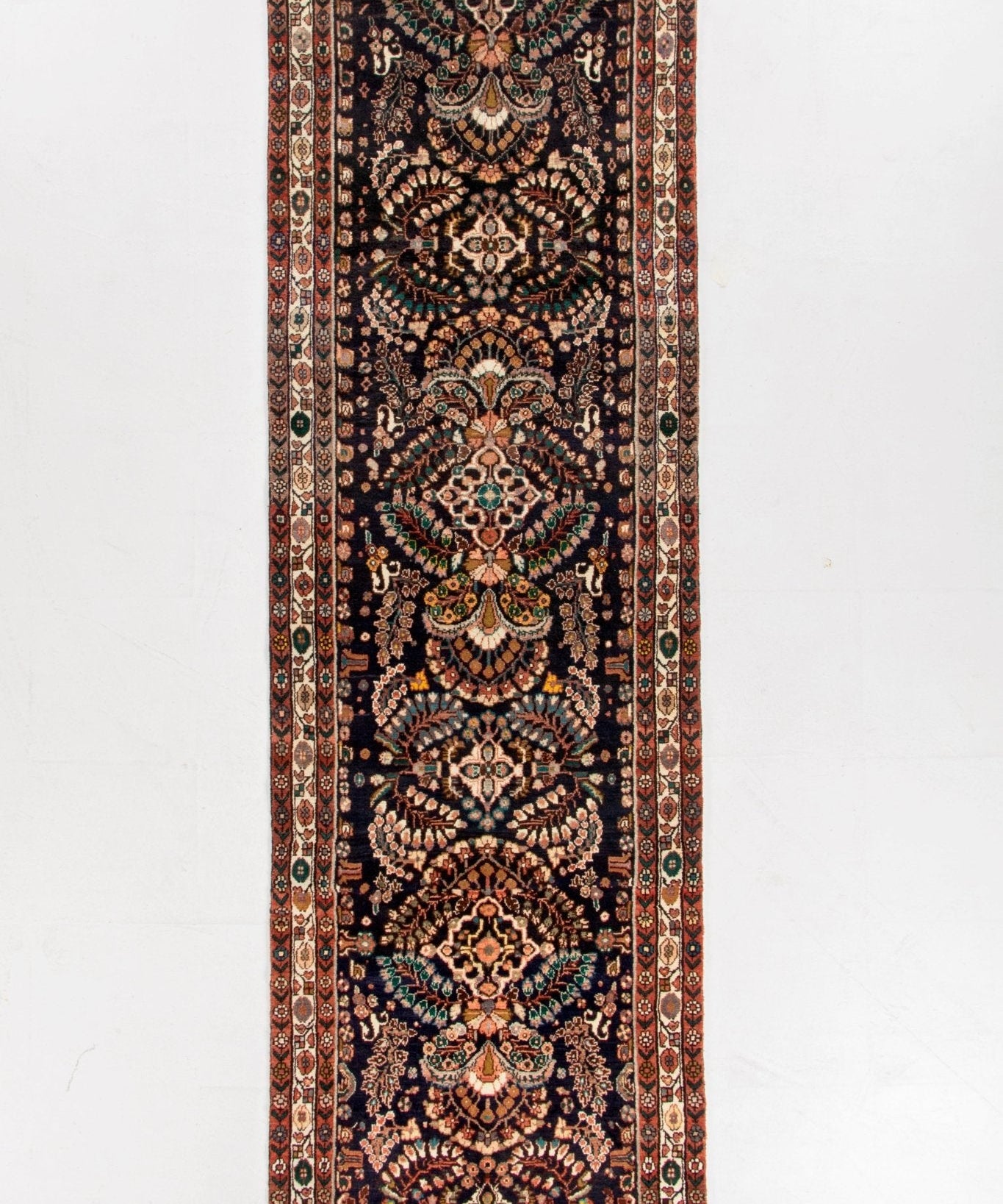 Persian Lilihan runner rug with ornate central medallions and multicolor border