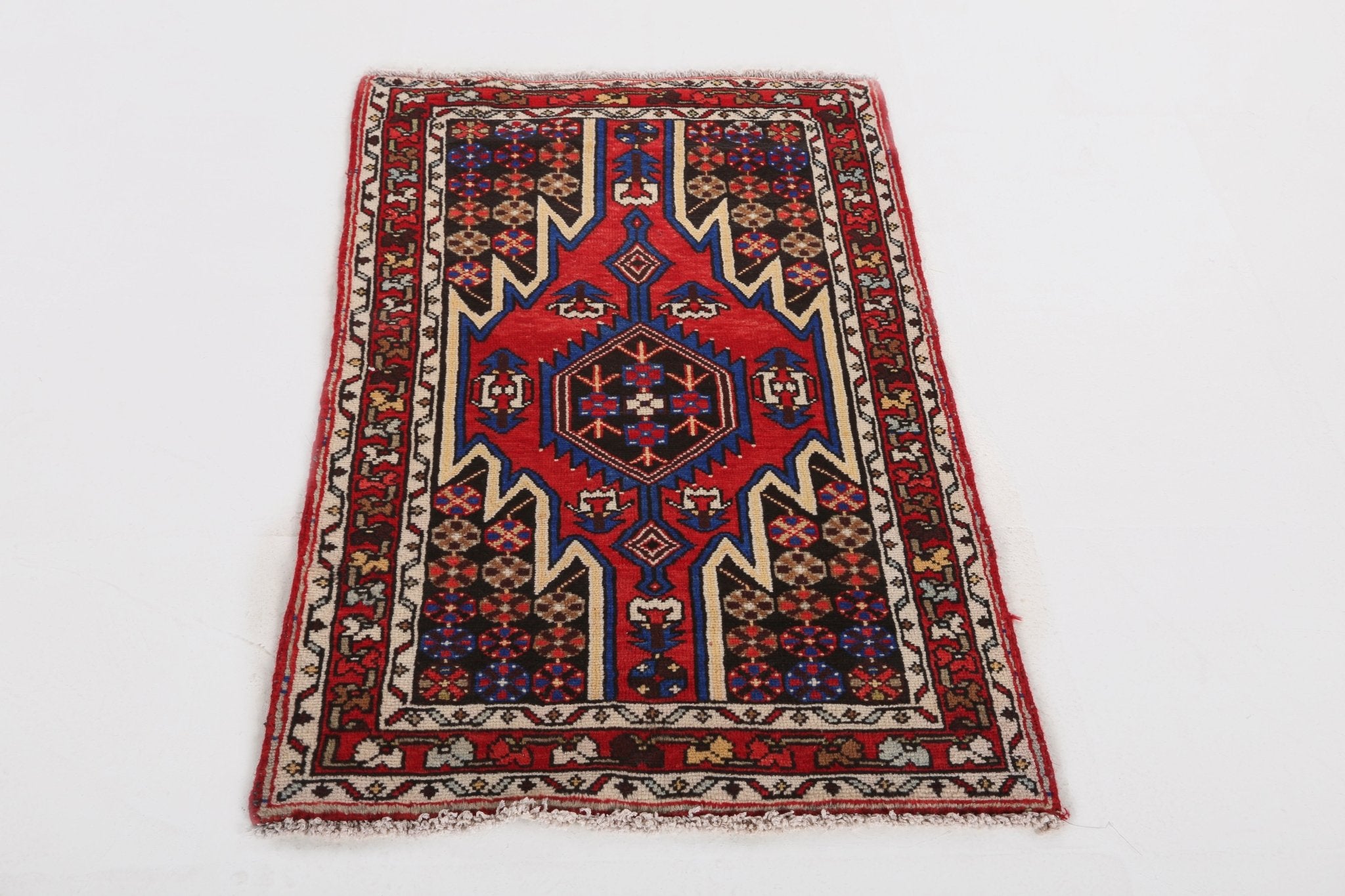 Persian Mazlaghan Rug | 2' 7" x 4' 2" - Rug the Rock - 