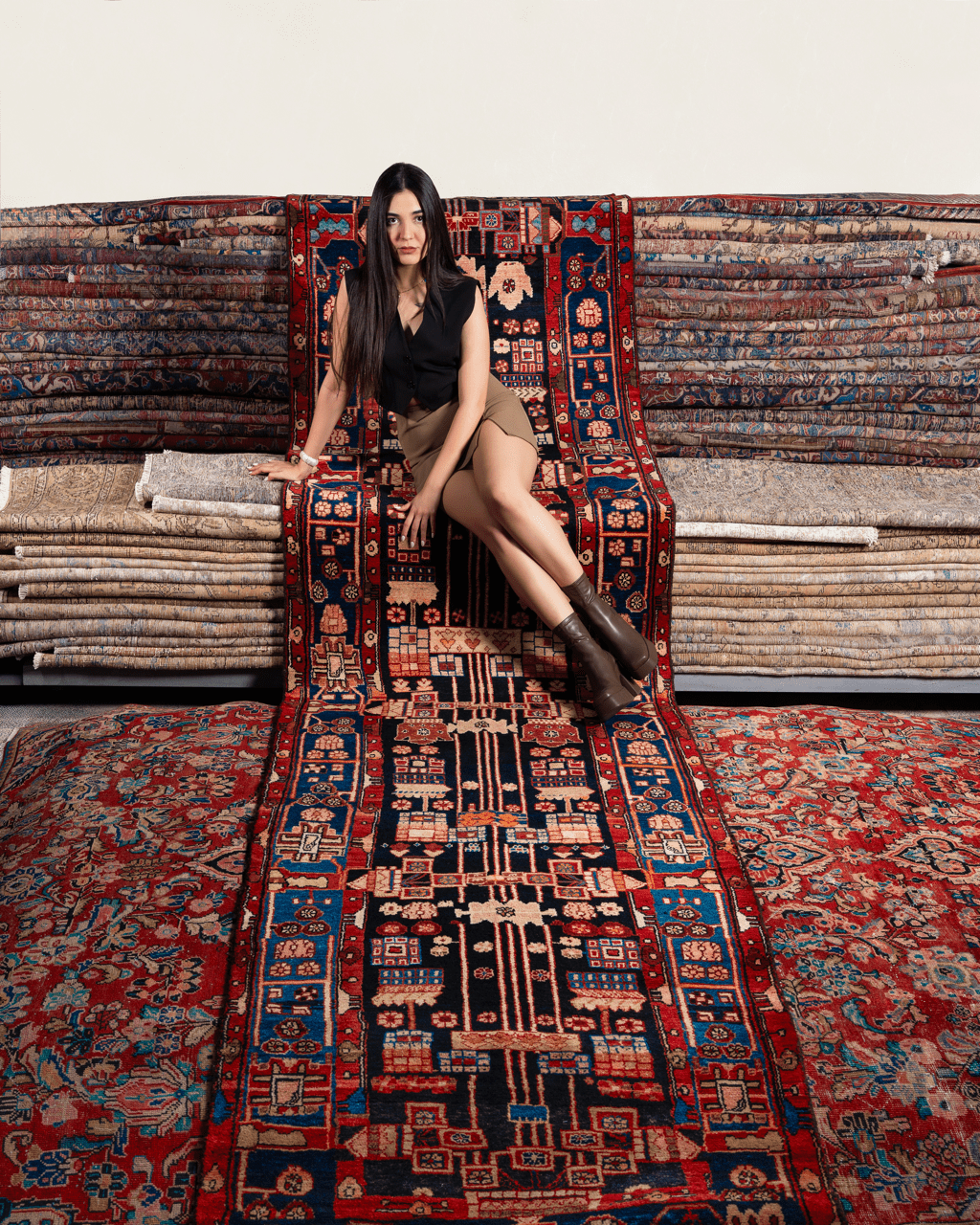 Persian Nahavand Runner Rug | 3' 8" x 16' 1" - Rug the Rock - 