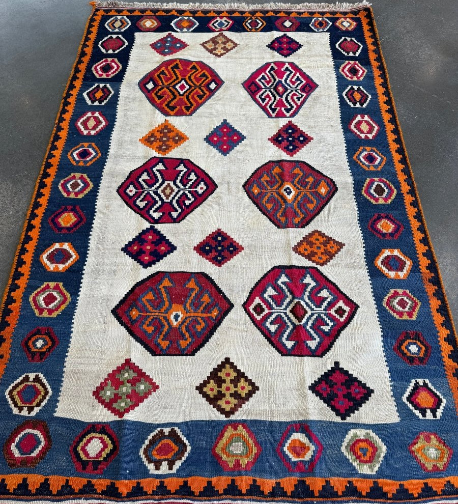 Persian Qashqai Kilim Rug | 4' 11" x 7' 8" - Rug the Rock