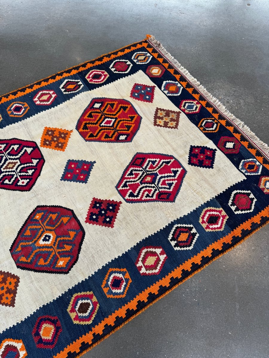 Persian Qashqai Kilim Rug | 4' 11" x 7' 8" - Rug the Rock