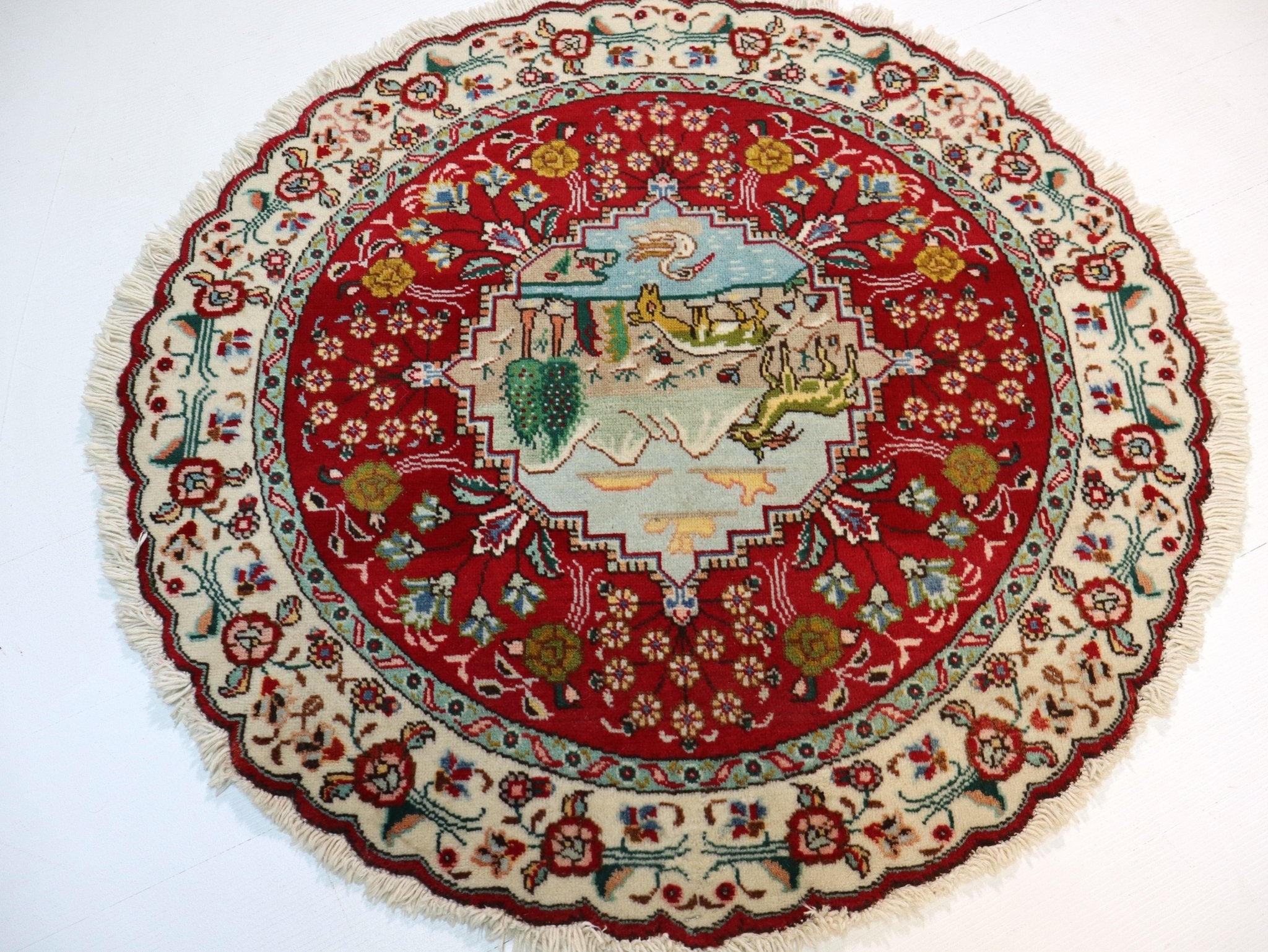 Persian Tabriz Round Rug | 3' 1" - Rug the Rock - 5 x 86 x 97 x 10