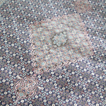 Persian Tabriz rug with light blue medallion and navy floral border