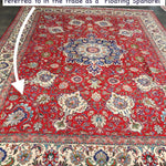 Persian Tabriz-style rug, red with floral medallion and ornate border