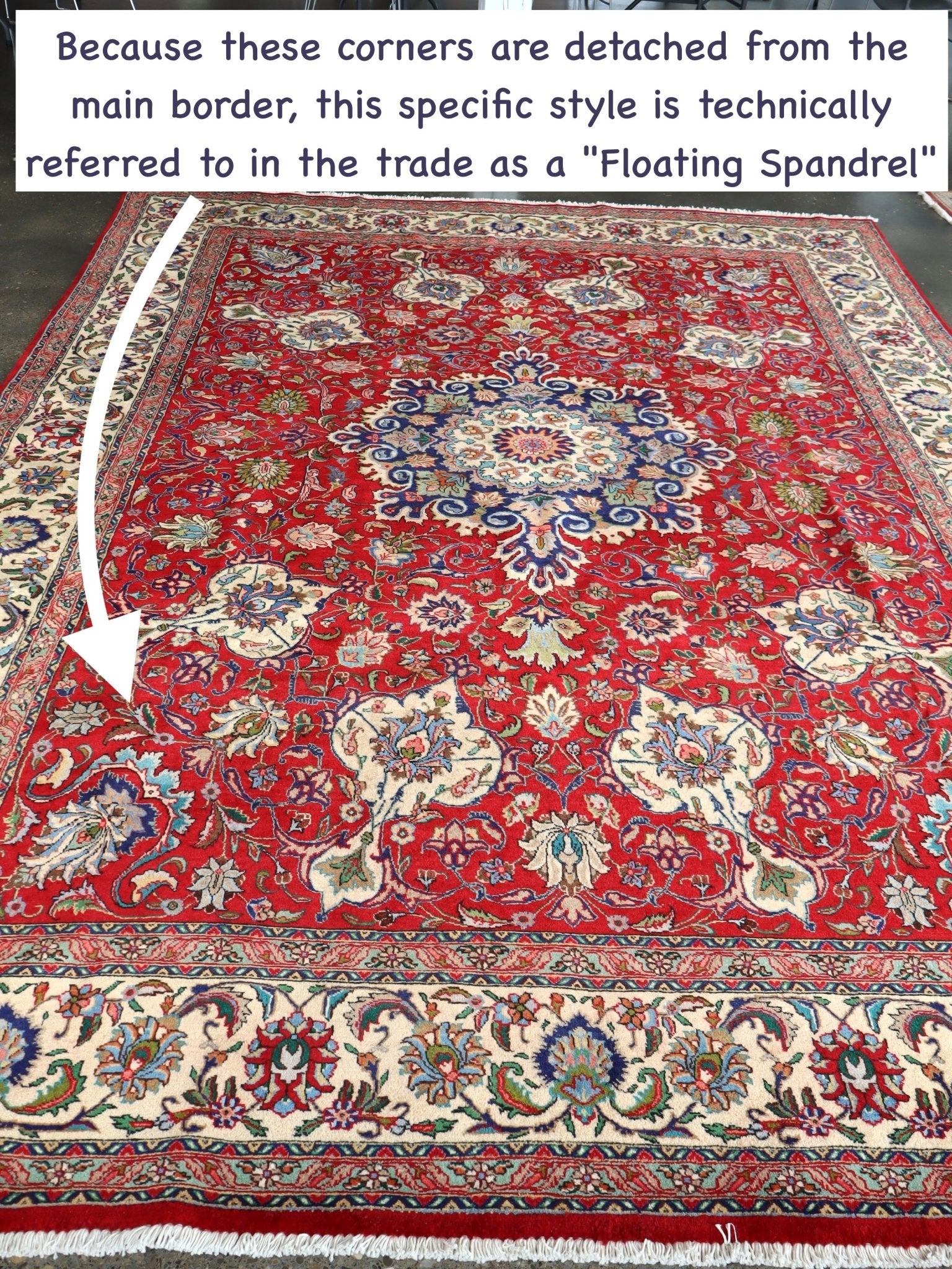 Persian Tabriz-style rug, red with floral medallion and ornate border