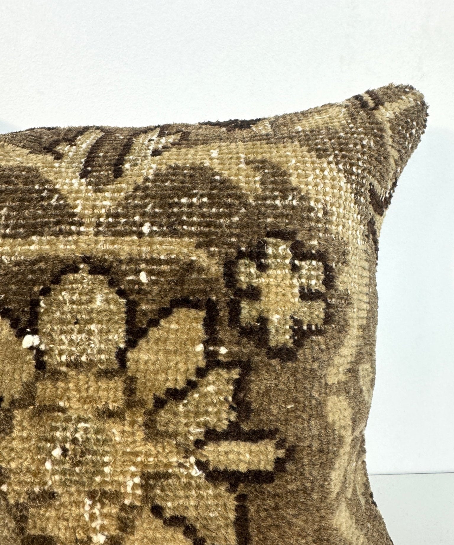 16 x 16 inch patterned throw pillow with gold and dark floral design