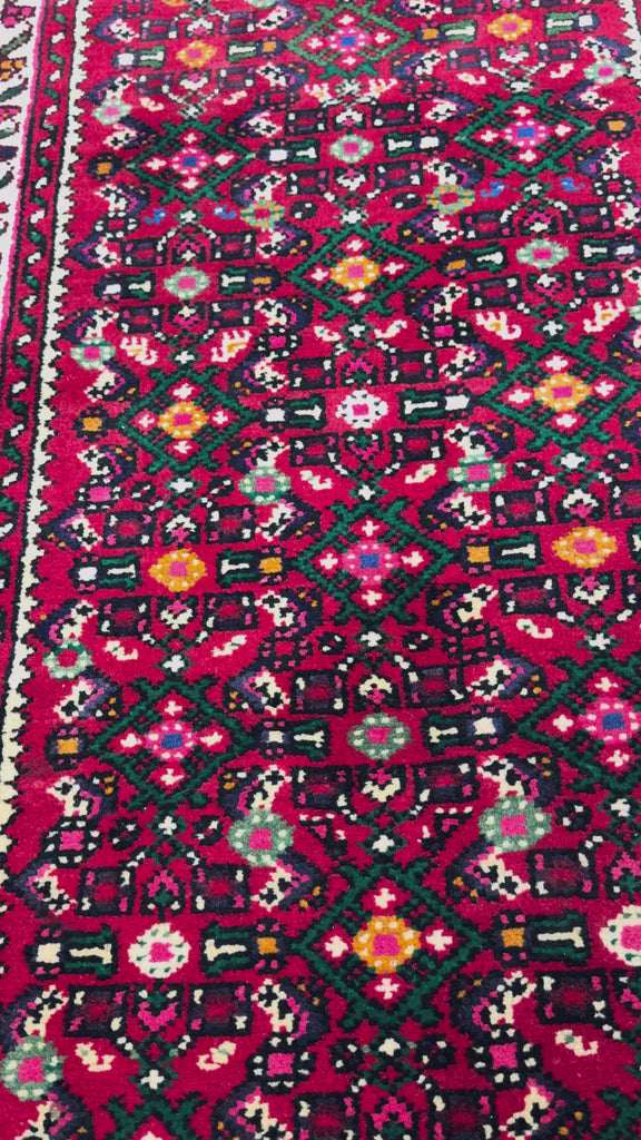 Persian Hosseinabad Hamadan Runner, original product video 1, hand-knotted wool pile. SKU RR 32337.