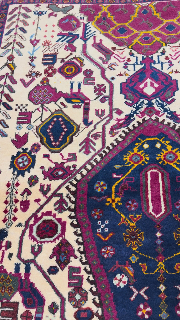 Vintage Sirjan Luri Afshar Rug, original product video 2, hand-knotted wool pile. SKU RR 32447.