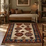 Qashqai Kilim — Jewel-Tone Scorpion Motifs on Ivory | 4'11" × 7'8" - Rug the Rock - 5 x 75 x 8available