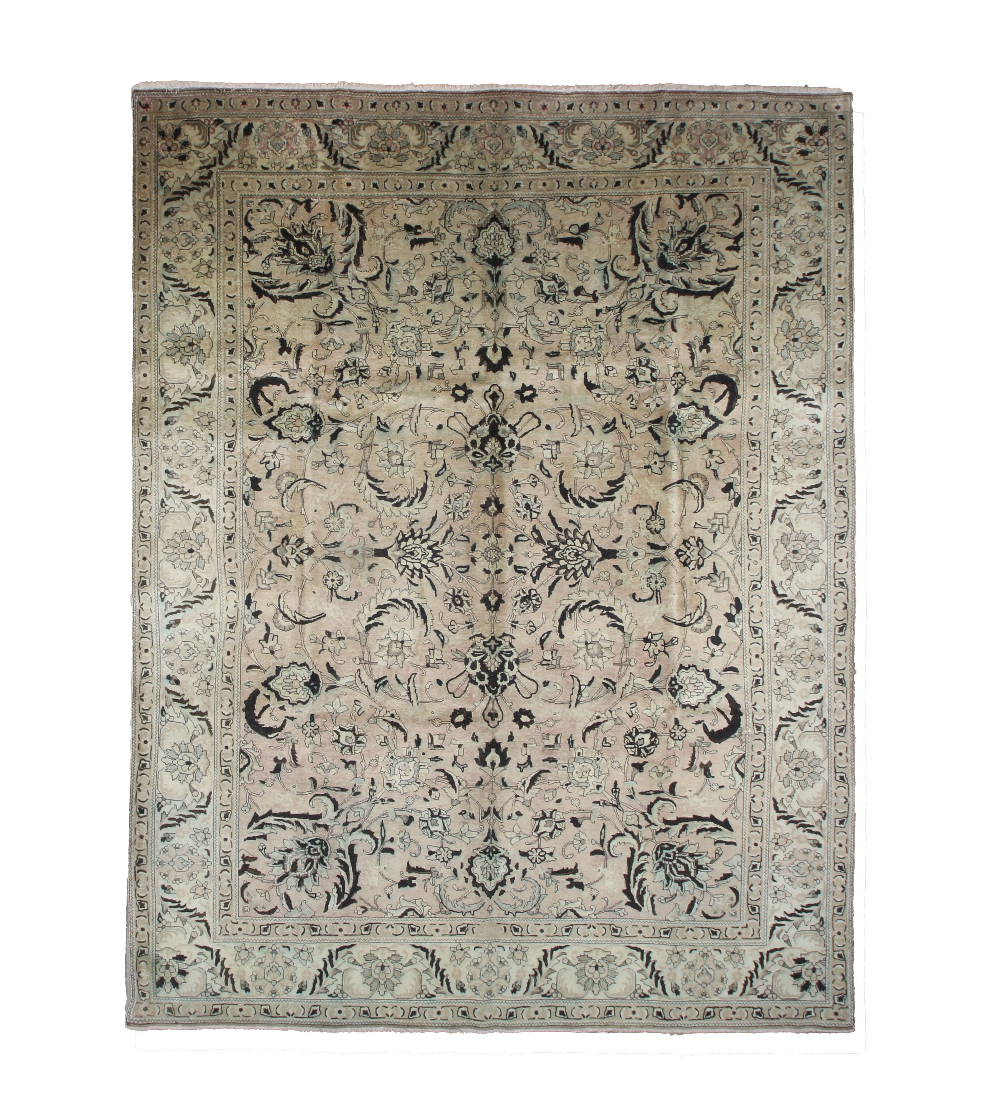 107999 hand-knotted wool rug, full top view.