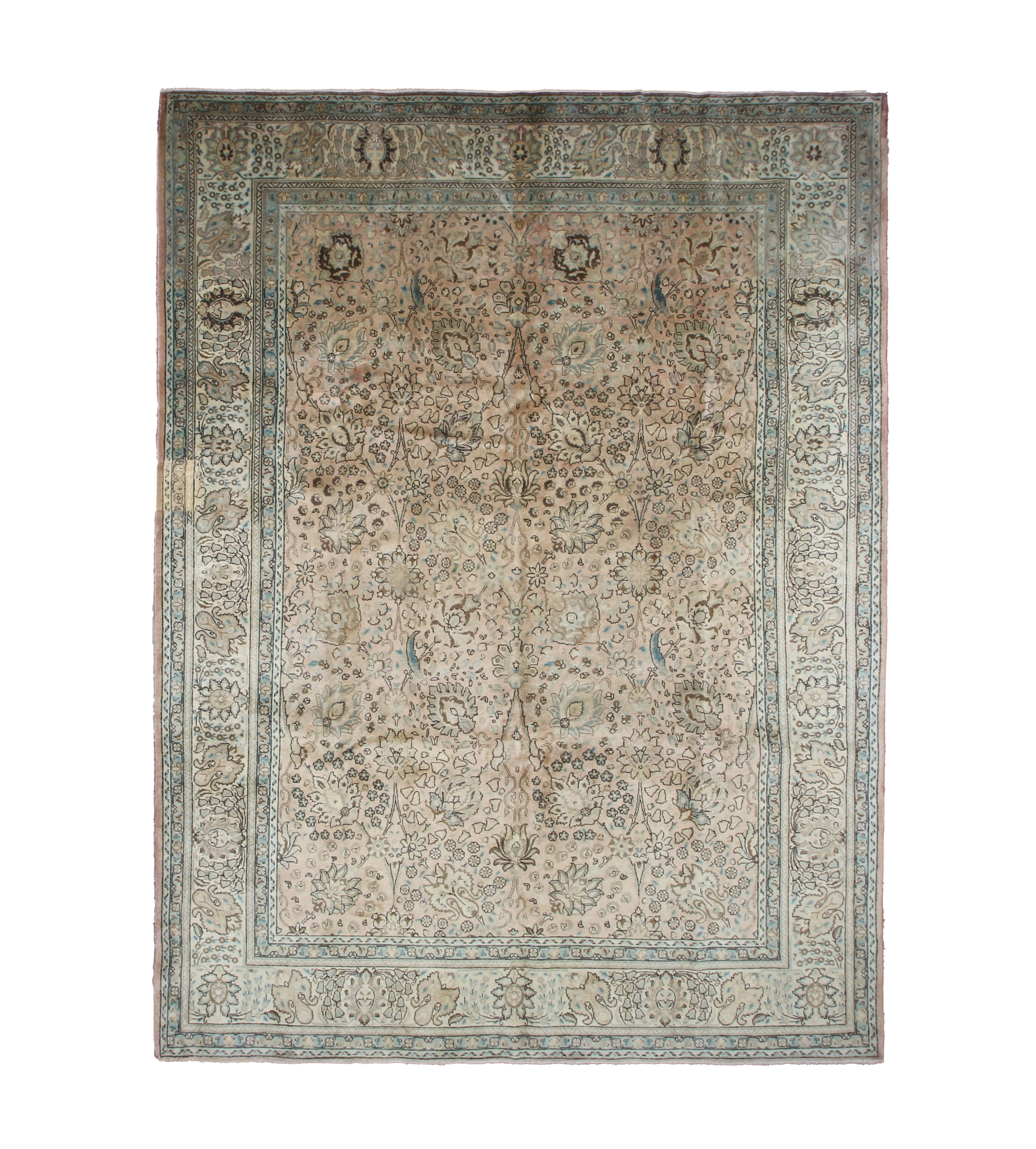 RR30425 hand-knotted wool rug, full top view.