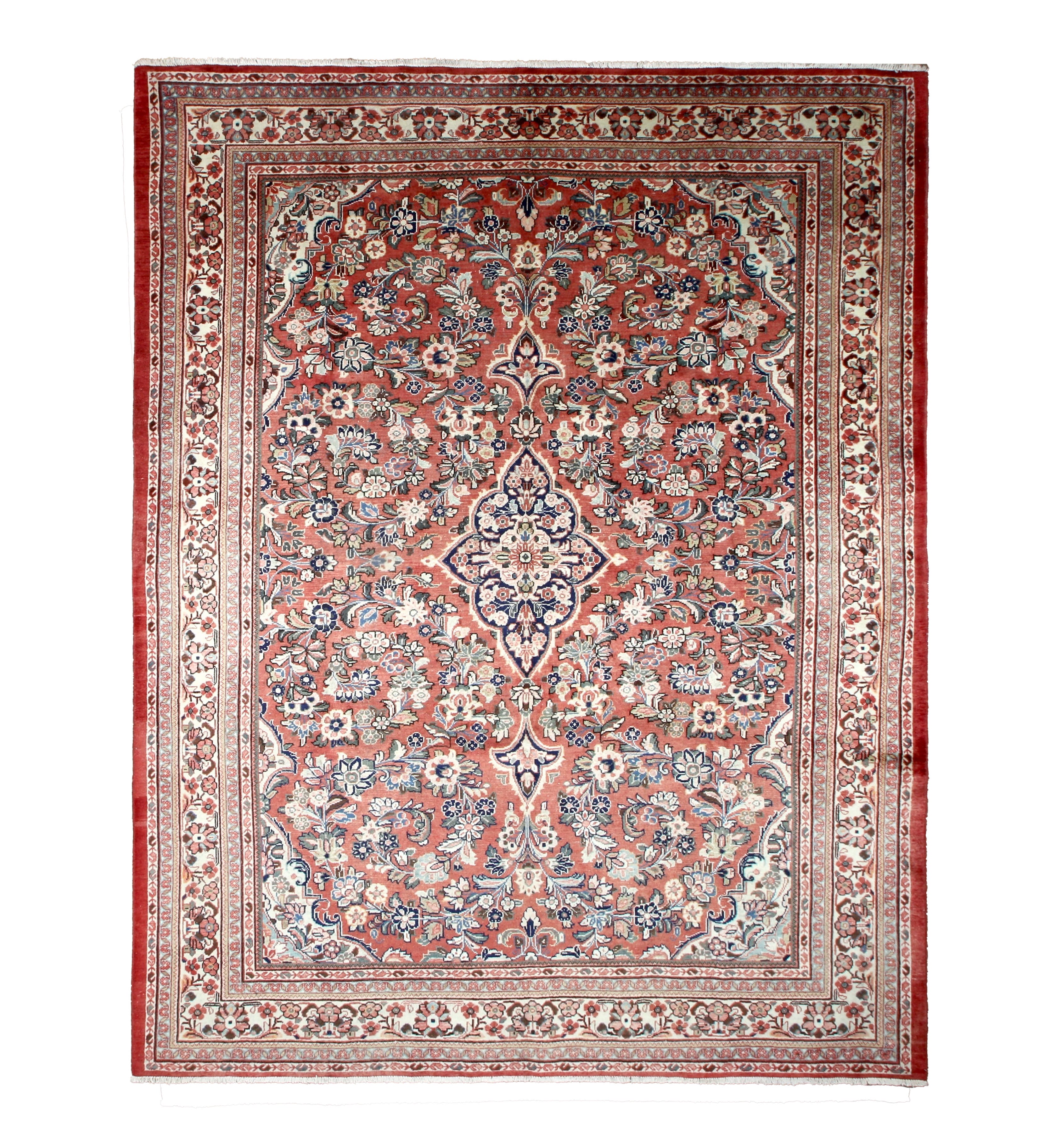 PP102036 hand-knotted wool rug, full top view.