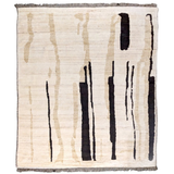 Hand-Knotted Wool Rug — Black Brushstrokes on Pale Beige | 8' × 9'11"