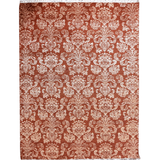 Ikat-Inspired Chobi Rug — Ivory Florals on Terracotta | 6'1" × 8'9"