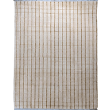 Hand-Knotted Wool-Blend Rug — Fine Beige Grid on Off-White | 8'2" × 9'11"