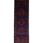 Persian Sonqor Runner, top view on white background, hand-knotted wool with red colouring. SKU RR 30722.