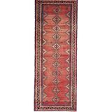 Persian Luri Runner, top view on white background, hand-knotted wool with red colouring. SKU RR 32252.