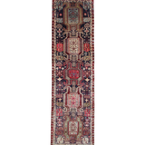 Vintage Ardabil Wool Runner, full rug top view on white background. Additional product photograph; SKU RR 30115.