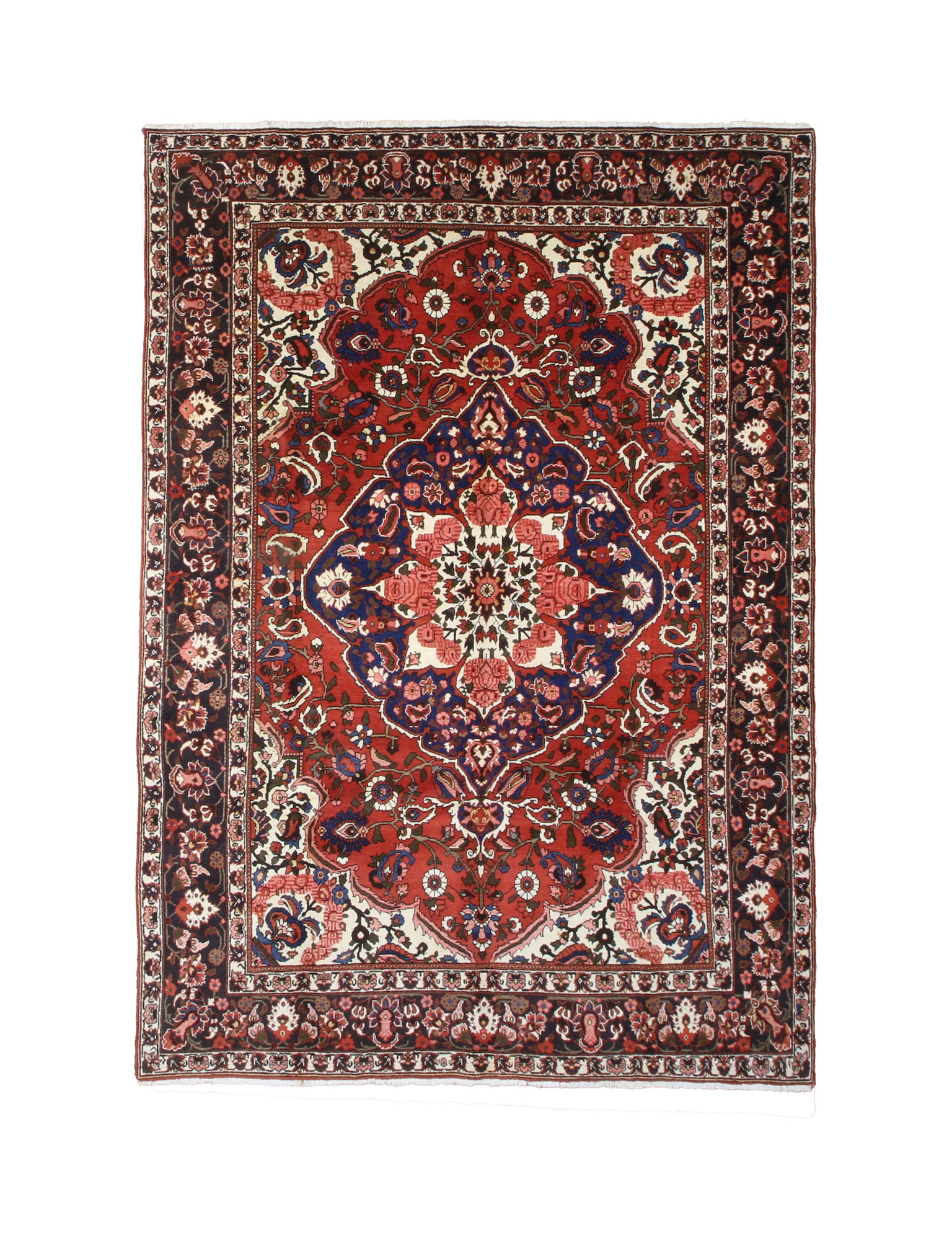 Vintage Chaleshtor Bakhtiari Wool Rug, full rug top view on white background. Additional product photograph; SKU EE 1.1547.