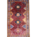 Vintage Hamadan Rug, top view on white background, hand-knotted wool pile. SKU 30894.